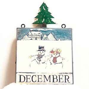 Nancy Thomas Snowman Painted Wall Art Hanging Christmas Holiday Decorations